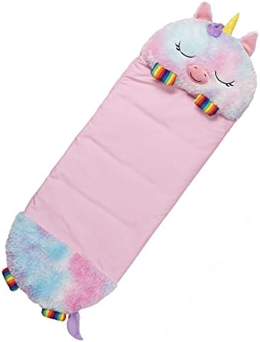 Happy Nappers Pillow & Sleepy Sack- Comfy, Cozy, Compact, Super Soft, Warm, All Season, Sleeping Bag with Pillow- Rainbow Unicorn