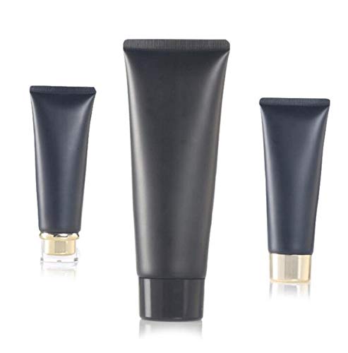 Snadulor 20 Pcs 100ml/3.4oz Empty Plastic Squeeze Tubes Cosmetic Containers Refillable Travel Bottles for Facial Cleaner Shampoo Conditioner Shower Gel Body Lotion Makeup(Black)