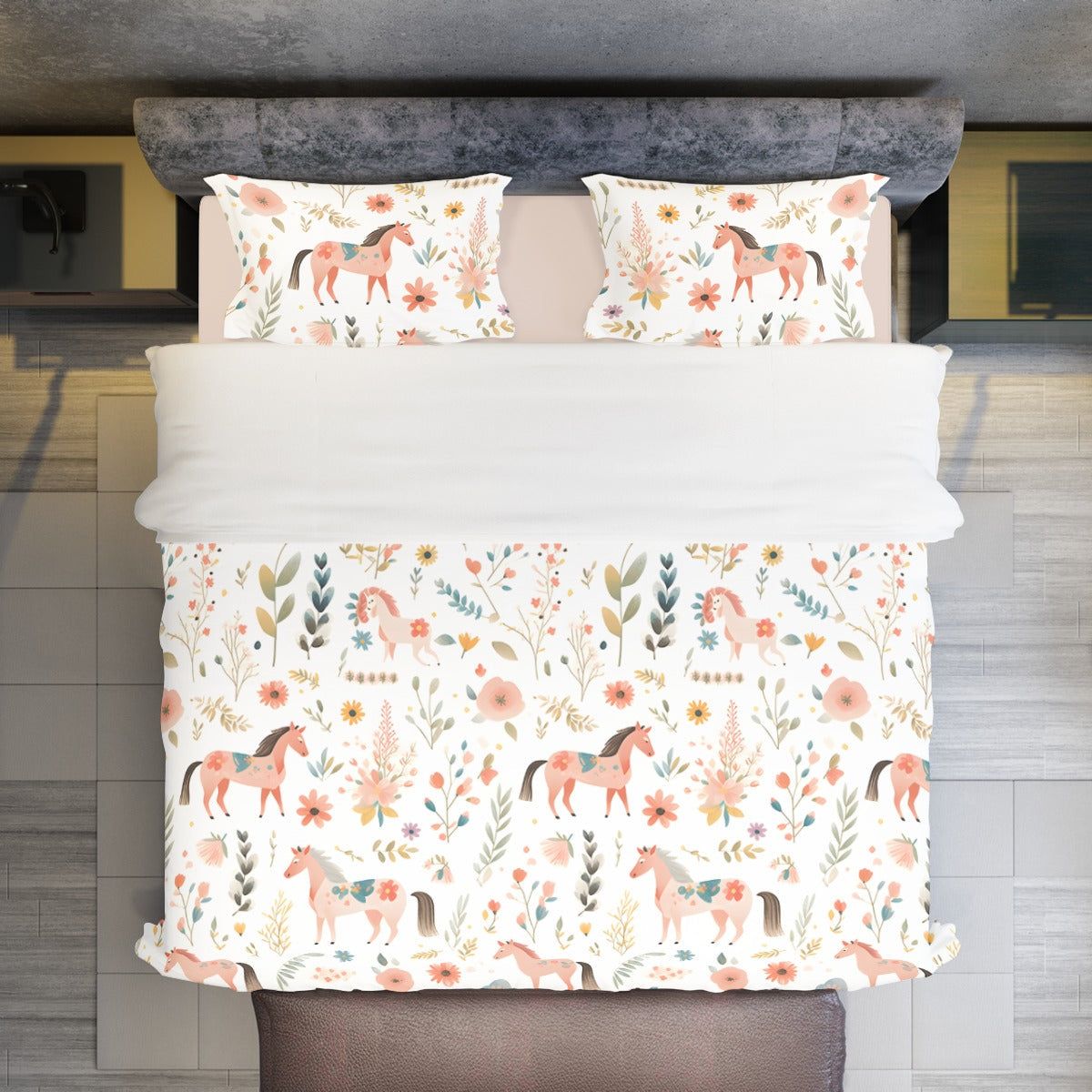 Duvet Set - Cute Horse Floral