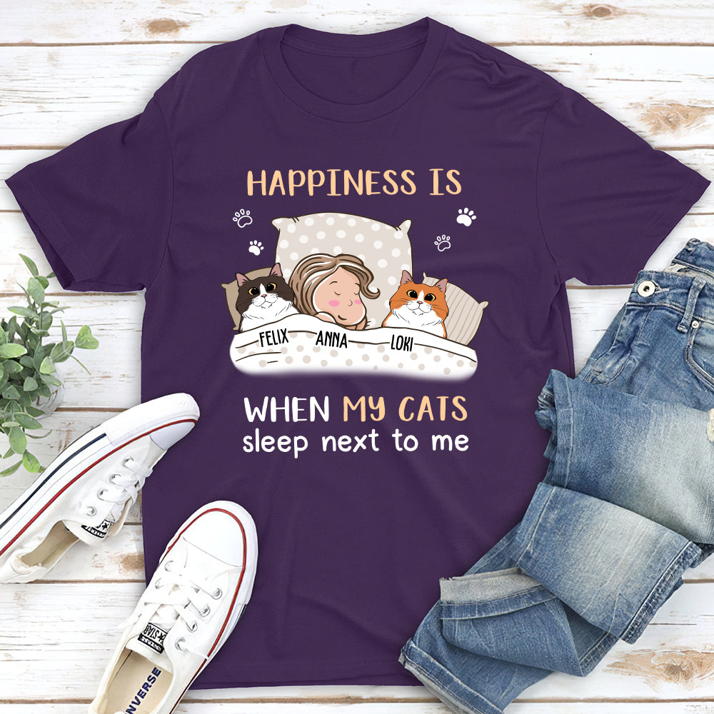 Cats Sleep Next To - Personalized Custom Unisex T-shirt