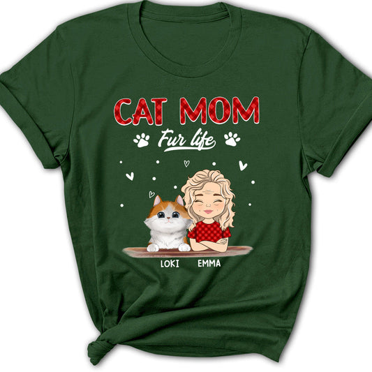 Cat Mom Fur Life - Personalized Custom Women's T-shirt