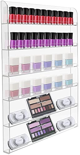 Sorbus Nail Polish Rack Wall Mounted Organizer Shelf - Clear Acrylic Shelves - 2 Pack: 3 Tiers Per Rack - Holds up to 108 Nail Polish Bottles - Display Rack for Home, Salon, Spa, & Shop (21 x 24 in)