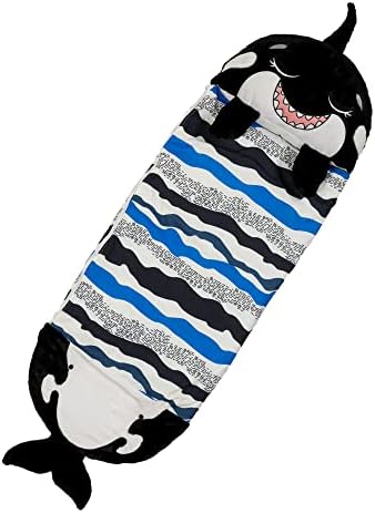 Happy Nappers Pillow & Sleepy Sack- Comfy, Cozy, Compact, Super Soft, Warm, All Season, Sleeping Bag with Pillow- Black Shark