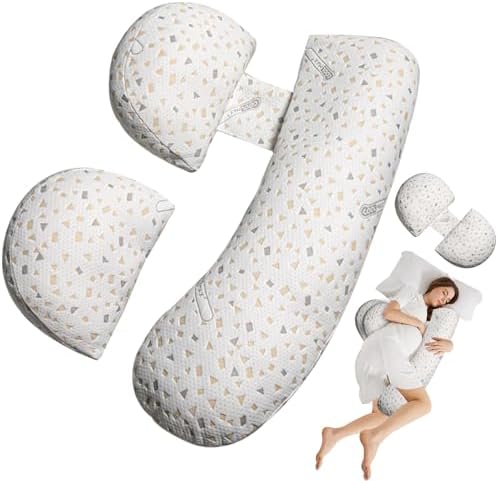 Oskeray Pregnancy Pillow for Sleeping, Baby Bub Maternity Pillow Support for HIPS, Backs, Legs, Maternity Pillow with Detachable and Adjustable Pillow Cover