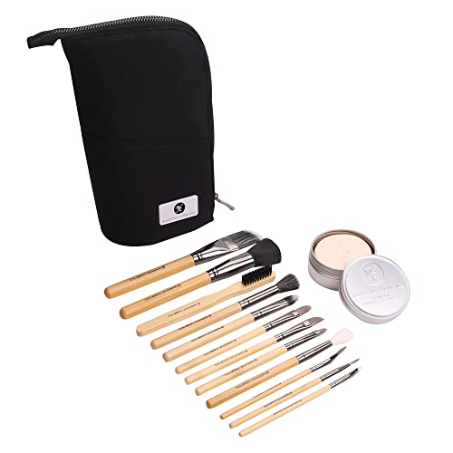 Narrative Cosmetics Essential SFX Makeup Brush Kit - 12 Piece Special Effects Makeup Brush Set with Vanilla Fragrance Brush Soap Cleanser & Standing Makeup Brush Bag - Professional Brush Kit for SFX Makeup Artists - Film, Theater, Halloween - Collection #