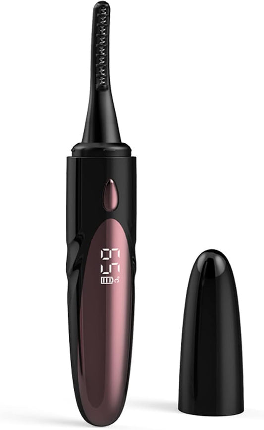 Heated Eyelash Curler, Electric Eyelash Curler, Advanced LED Display 4 Temperature Settings, 48Hrs Long Lasting Heated Eyelash Curlers, USB Rechargeable Heated Eye Lash Curler (Black)