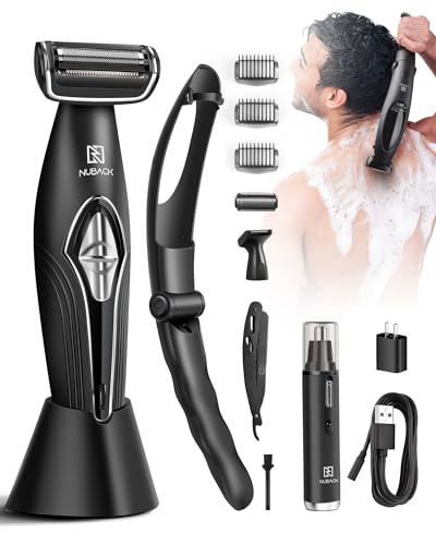 NUBACK Back Shavers for Men Long Handle, Multifunctional Self-Service Electric Back Hair Razor with Detachable Handle, Trimmer for Men with Back Attachment for Wet and Dry Use