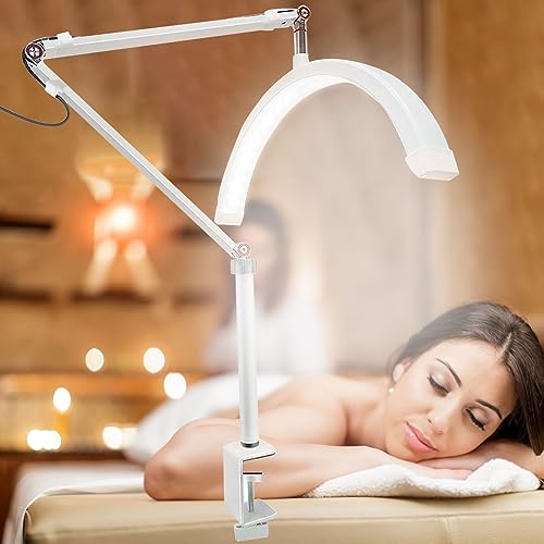 Ganggend Professional Lash Light for Eyelash Extensions, Half Moon Lamp with Phone Holder, Adjustable Height Brightness, Color Temperature(3000k-6000k), Floor Lamp for Makeup, Nail, Tattoo (White)