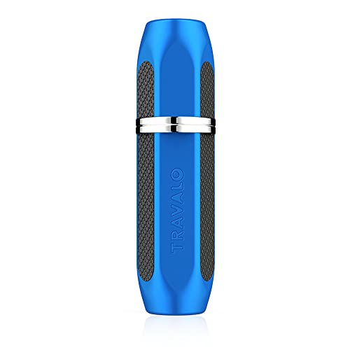 Travalo Vector Travel Perfume Atomizer | TSA Approved Mini Perfume Refillable Bottle | Travel Perfume Bottle Refillable | Travel Size Perfume w/ Case | Stylish Refillable Perfume Bottle | Blue 0.17oz