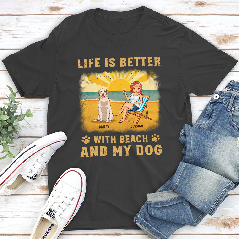 Beach And Dog - Personalized Custom Unisex T-shirt