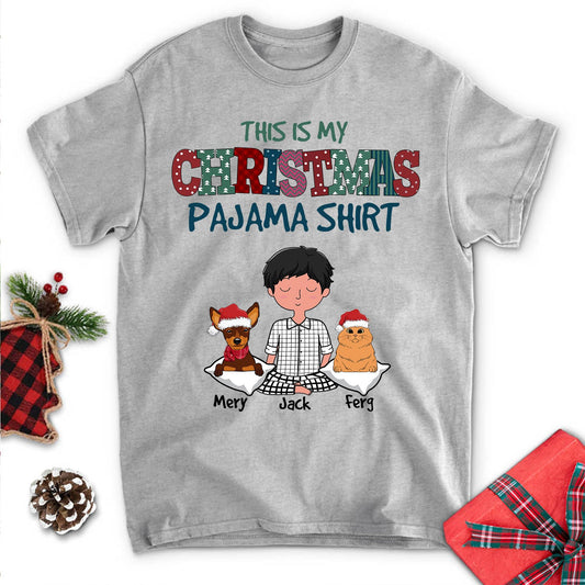 Pet Christmas Pajama Shirt - Personalized Custom Unisex T-shirt