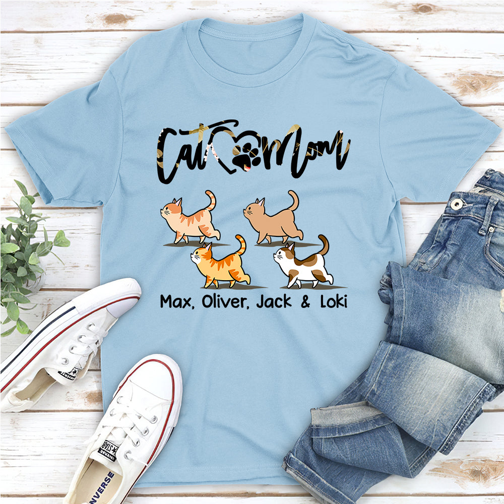 Cat Mom With Pattern - Personalized Custom Unisex T-shirt