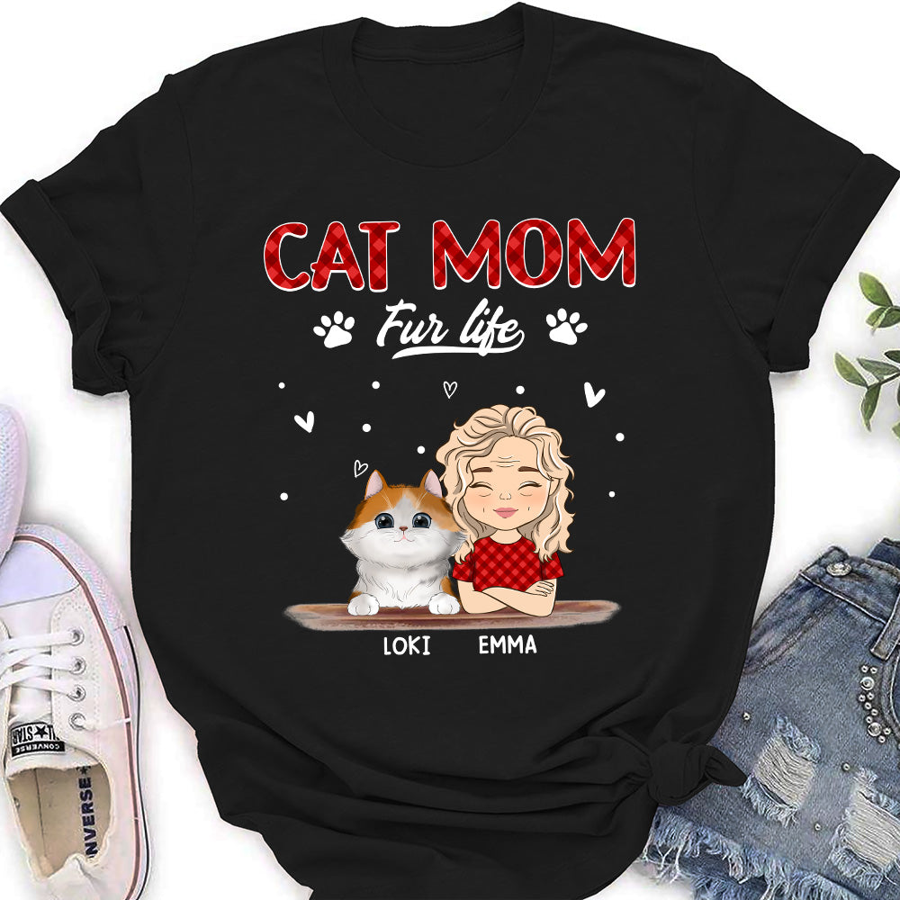 Cat Mom Fur Life - Personalized Custom Women's T-shirt