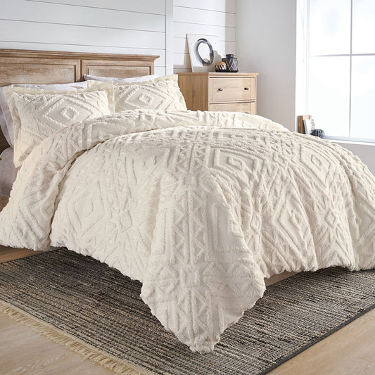 3-Piece King Duvet Cover Set Machine Washable, Off-White