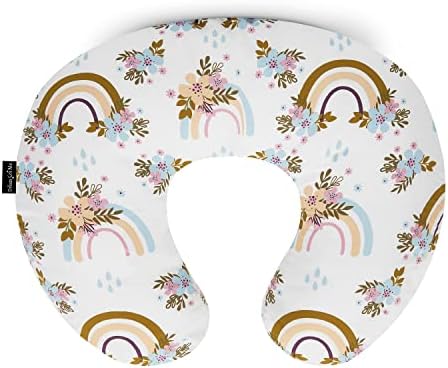 Dream On Me Beeboo Nursing Pillow and Positioner, Breastfeeding and Bottlefeeding Pillow, Removable and Washable Pillow Cover, Soft and Breathable Fabric, Rainbow White