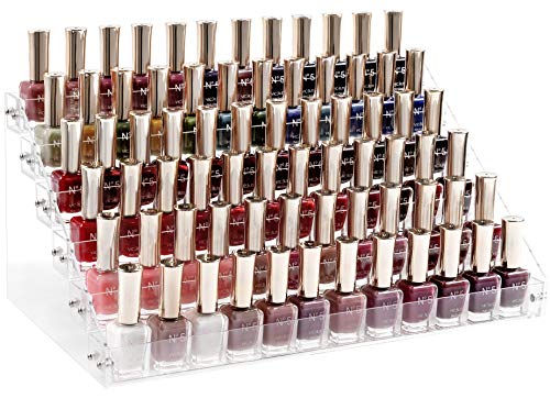HBlife Clear Nail Polish Organizer 6 Tier Acrylic Display Rack Holds Up to 72 Bottles