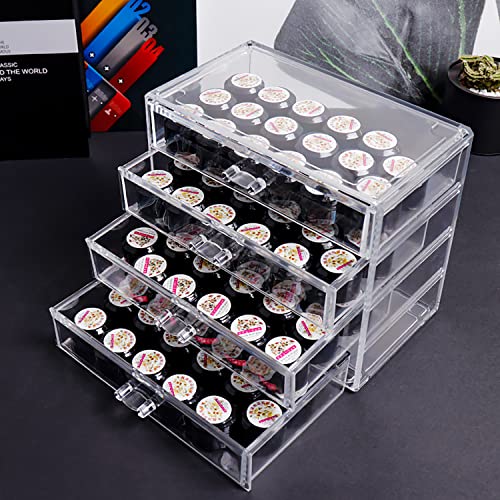 Guolich 4 Tier Nail Organizers and Storage Transparent Acrylic Nail Art Jewelry Accessories Storage Box Rack Shelf Display Stand Holder for Cosmetic Jewelry Nail Table