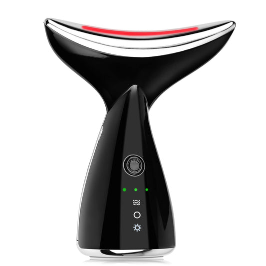 Face Neck Beauty Device Neck Lifting Massager 45℃ Skin Tighten Reduce Double Chin Wrinkles 3 Mode Skin Care Tools (Black)