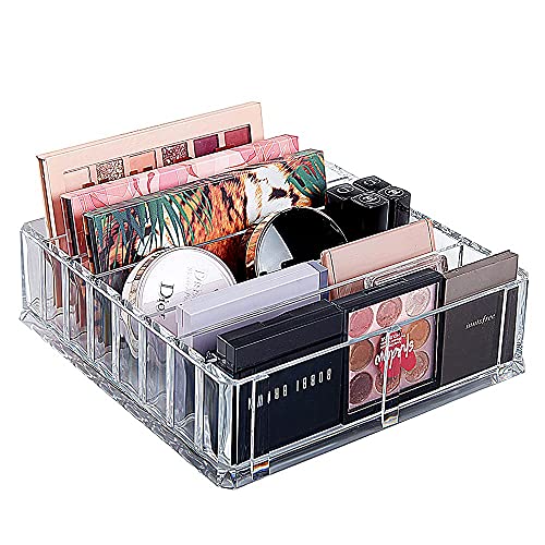 FAJ Eyeshadow Palette Organizer, Acrylic Makeup Holder for Vanity, Drawer, Cosmetics Pallets Countertop Clear Storage (8 Spaces)