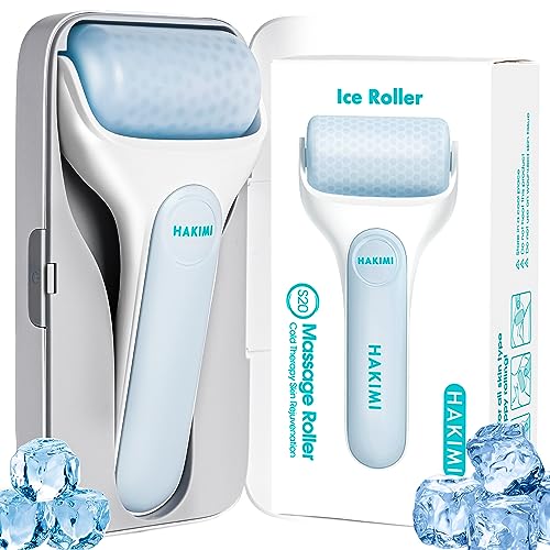 Hakimi Skincare Ice Roller for Face - Facial Massage Roller with Portable Freezer Case for Extended Cooling, Pain Relief, Minimized Pores, and a Radiant Skin Set for All Womens Gifts for Christmas