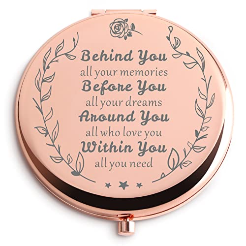 Dyukonirty Graduation Gifts for Her Rose Gold Travel Compact Mirror Unique 2023 Girls College Graduates Gift Personalized Gifts Farewell College Graduation Gifts for Girl Inspirational Gifts