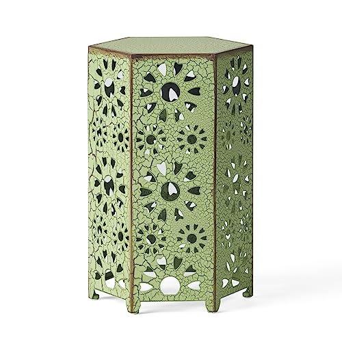 Elliot Outdoor 14 Inch Sunburst Iron Side Table (Crackle Green)
