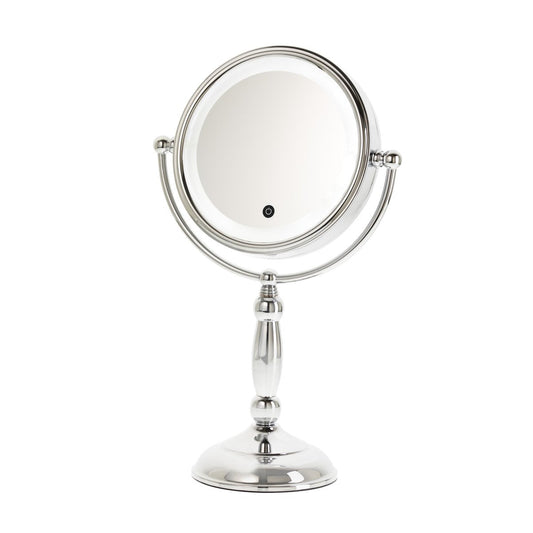 DANIELLE LED LIGHTED TWO-SIDED MAKEUP MIRROR WITH TOUCH ACTIVATION & DIMMER, 10X MAGNIFICATION