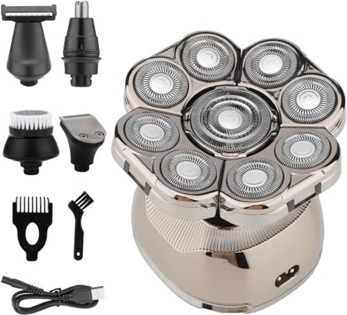 Get Comfy Upgrade Your Grooming Routine with Our 6-in-1 Head Shaver for Men Having 9 Blades Electric Trimmer - Mens Electric Shaver Bald Head Cordless Electric Razor IPX7 Waterproof