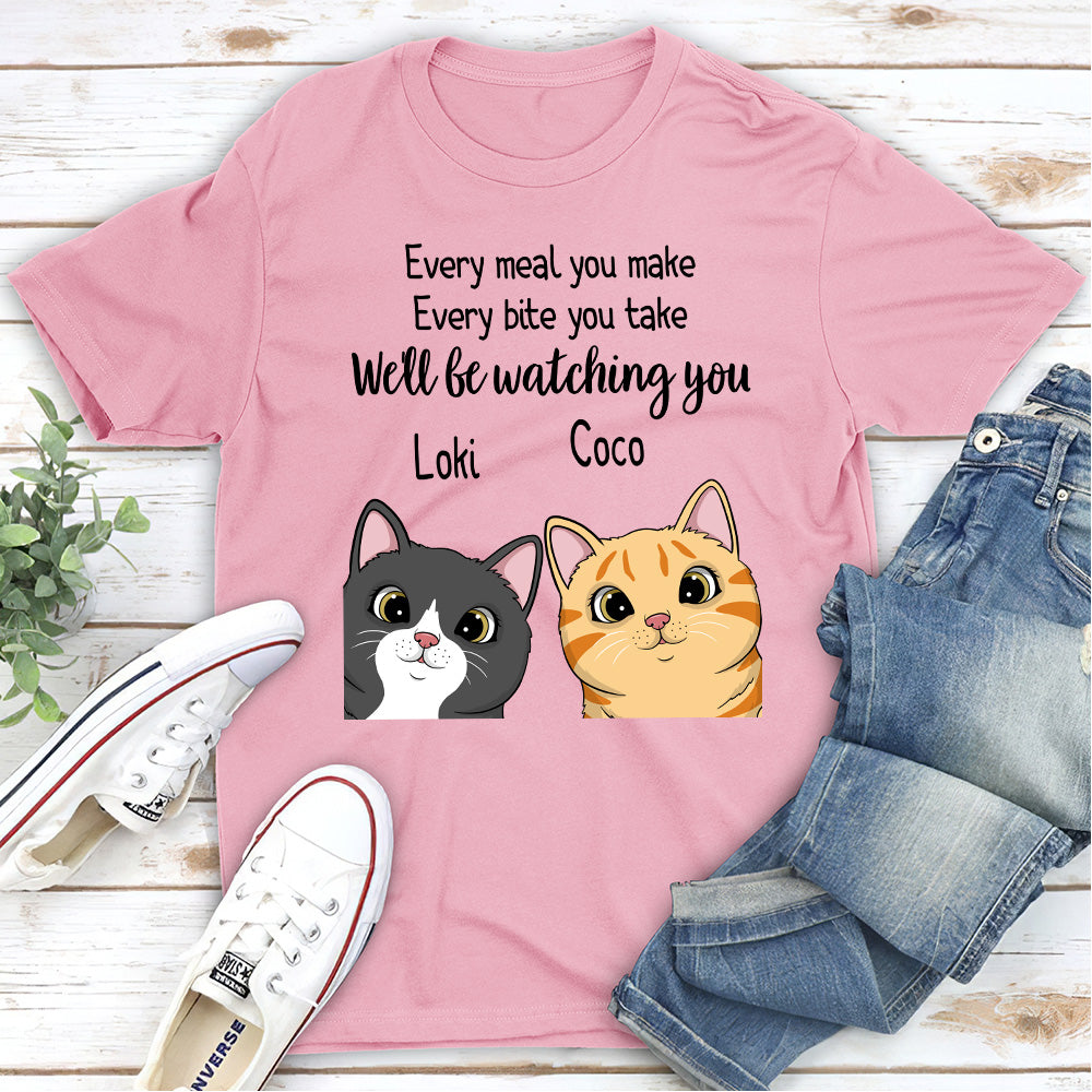 Watching You Peeking Cat - Personalized Custom Unisex T-shirt