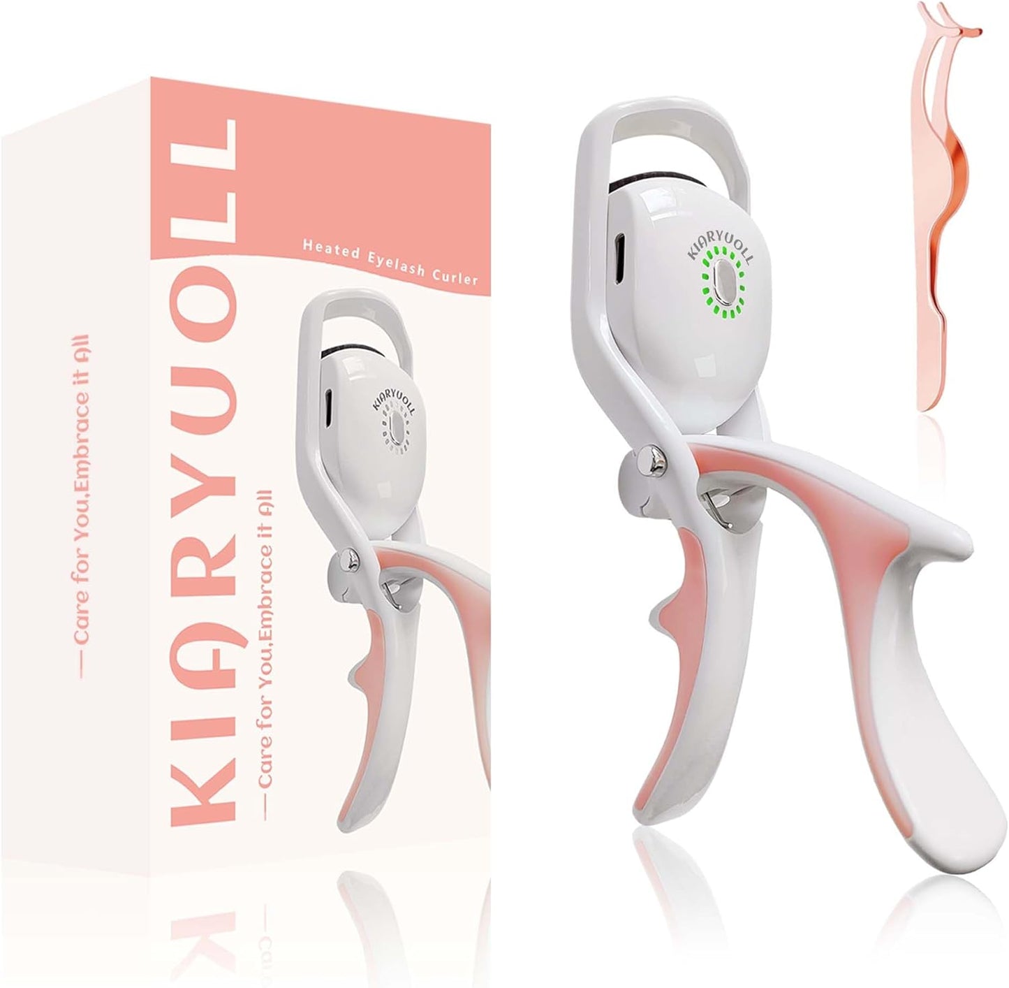 Electric Heated Eyelash Curler Kit Hot Lash Therapy Professional Eyelash Tools Battery Powered Lash Lifter Rechargeable Clamp for Various Eye Types Gift Plastic Material (Colour White)