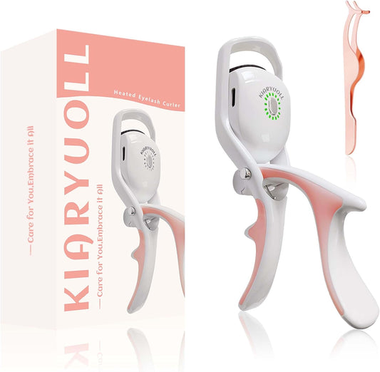 Electric Heated Eyelash Curler Kit Hot Lash Therapy Professional Eyelash Tools Battery Powered Lash Lifter Rechargeable Clamp for Various Eye Types Gift Plastic Material (Colour White)
