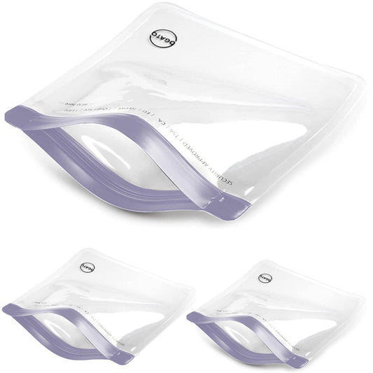 Ogato 3pcs - TSA Approved Toiletry Bag - Our Quart Size Clear Toiletry Bags are Security Approved Worldwide for Liquids & Cosmetics - 100% 3-1-1 Compliant Clear Travel Bags for Toiletries Violet