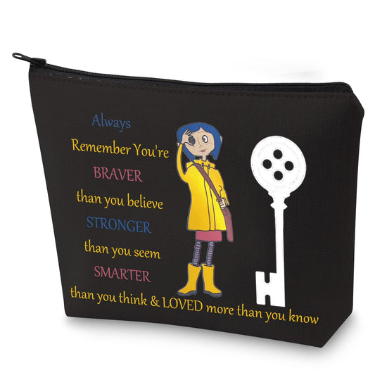 WZMPA Cartoon Movie Cosmetic Bag Movie Fans Gift You Are Braver Stronger Smarter Than You Think Cartoons Makeup Zipper Pouch Bag For Women Girls (Always Coral BL)