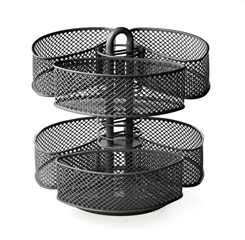 Nifty Organizing Carousel – Black Powder Coat Finish, Spins 360-Degrees, Cosmetic Bathroom or Bedroom Vanity Storage, Beauty Supplies Organizer, Lazy Susan Platform