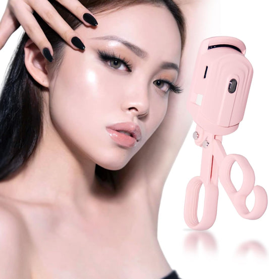 Heated Eyelash Curler Long-Lasting Curl - JINCUIY Eyelash Curlers Quick Heated Eyelash Curlers 3 Temperature Levles Anti-scalding Design Rechargeable Eyelash Curler (Pink-FS01)