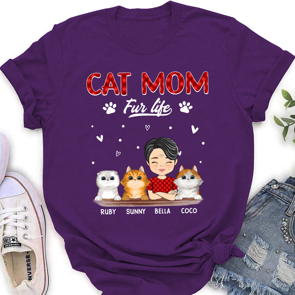 Cat Mom Fur Life - Personalized Custom Women's T-shirt
