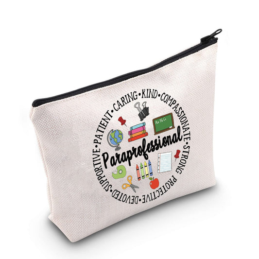 POFULL Para Appreciation Gift Thank You Gift for Paraeducator Teacher Assistant Paraprofessional Travel Accessories Toiletry Bag (Paraprofessional bag)