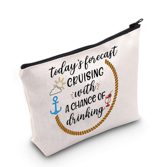 POFULL Cruise Themed Gift Cruise Boat Cocktails Friends Groups Cruise Cosmetic Bag Girls Weekend Gift (forecast Cruising)