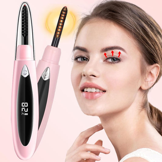 Heated Eyelash Curlers, Heated Lash Curler Rechargeable Heated Eyelash Curler for Women Natural 24 Hours Long Lasting, Electric Eye Lash Curler Heat with 3 Temp Settings Makeup Tool for Girls