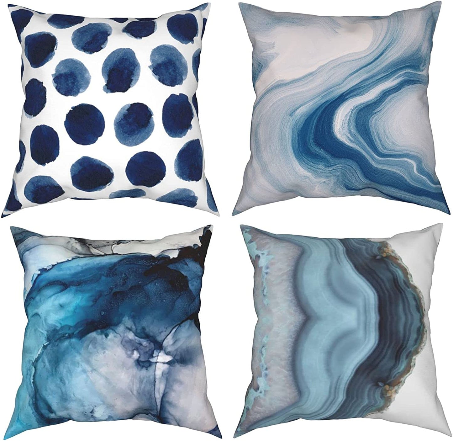 Golden and Green Marble Pattern Throw Pillow Covers Set of 4 18x18"