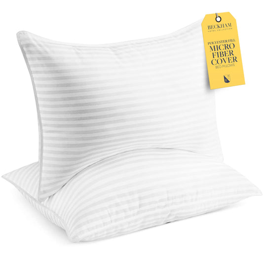 Bed Pillows King Size Set of 2 - Microfiber Pillow for Back, Stomach or Side Sleepers