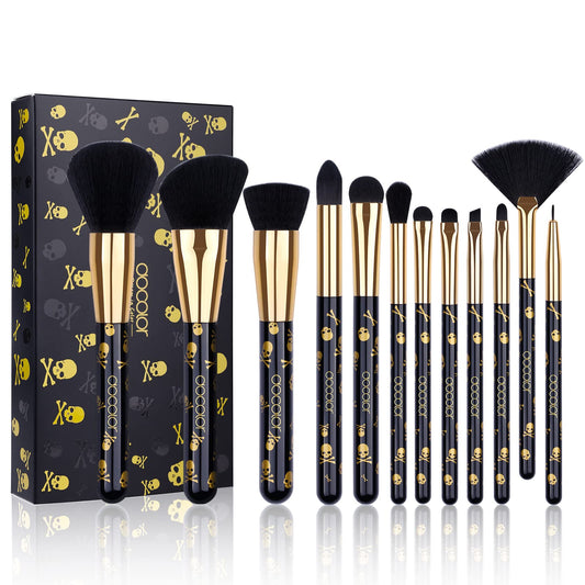 Docolor Makeup Brush Set Professional 12Pcs Goth Makeup Brushes Premium Synthetic Powder Foundation Contour Blush Concealer Eye Shadow Blending Liner Make Up Brush Kit