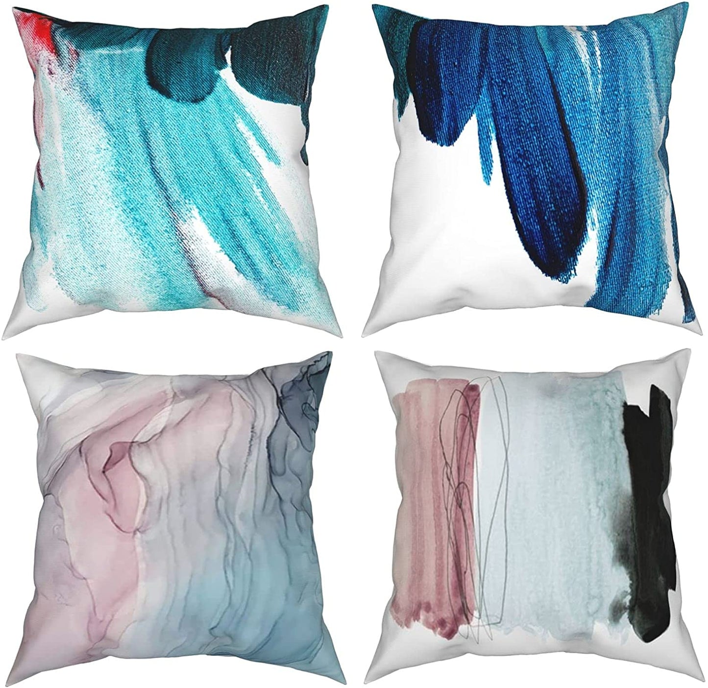 Golden and Green Marble Pattern Throw Pillow Covers Set of 4 18x18"