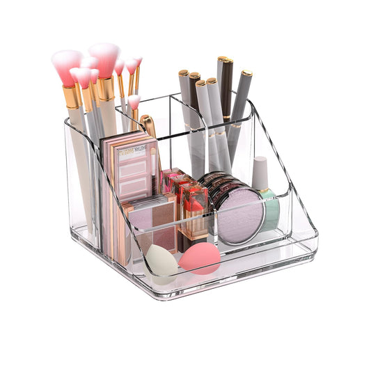 Ettori Makeup Organizer Tray, 6-Compartment Vanity Makeup Organizer for Jewelry, Hair Accessories, Bathroom Counter or Dresser