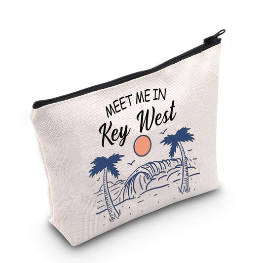 POFULL Key West Weekend Gift Meet Me In Key West Travel Cosmetic Pouch Florida Vacation Gift (Key West bag)
