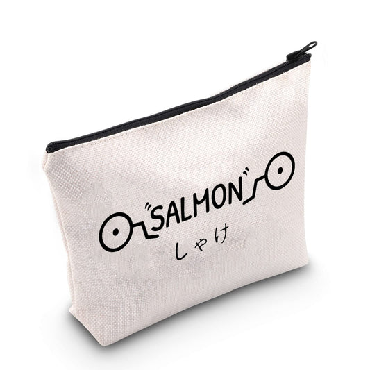 POFULL Inumaki Toge Salmon Gift Anime Gift Cursed Markings TV Show Inspired Makeup bag (Salmon bag)
