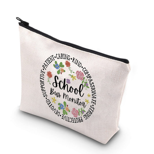 TSOTMO School Bus Monitor Gift Back To School Gift for School Staff Zipper Pouch Makeup Bag  (School Bus Monitor)