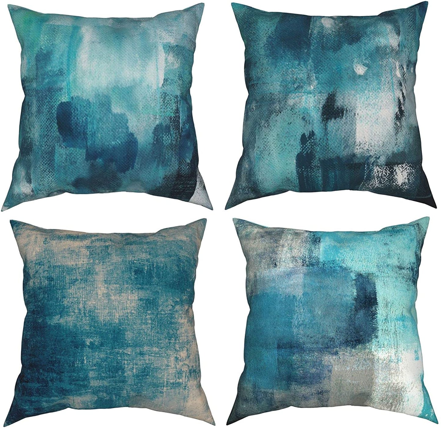 Golden and Green Marble Pattern Throw Pillow Covers Set of 4 18x18"
