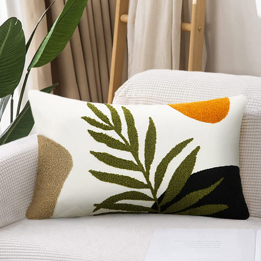 Boho Lumbar Throw Pillow Covers 12x20 Tufted Abstract Mid Century Modern Pillowcases