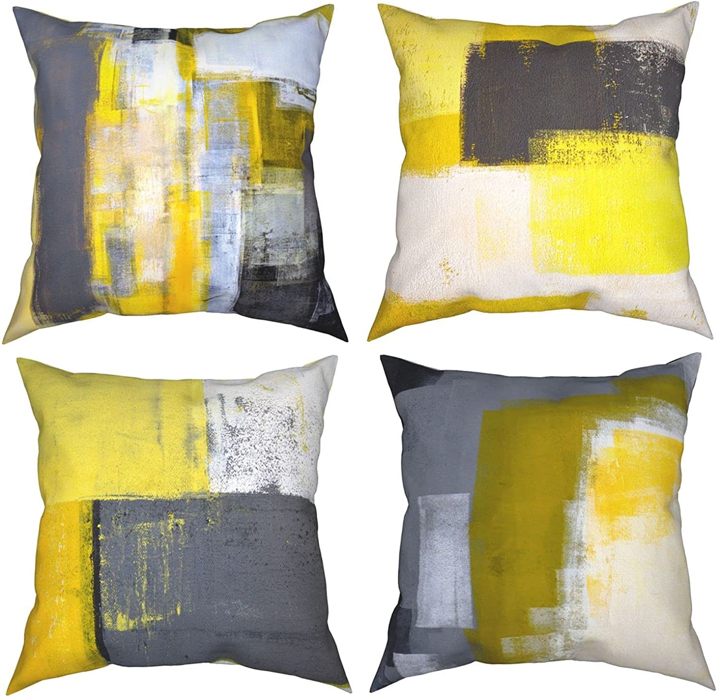 Golden and Green Marble Pattern Throw Pillow Covers Set of 4 18x18"